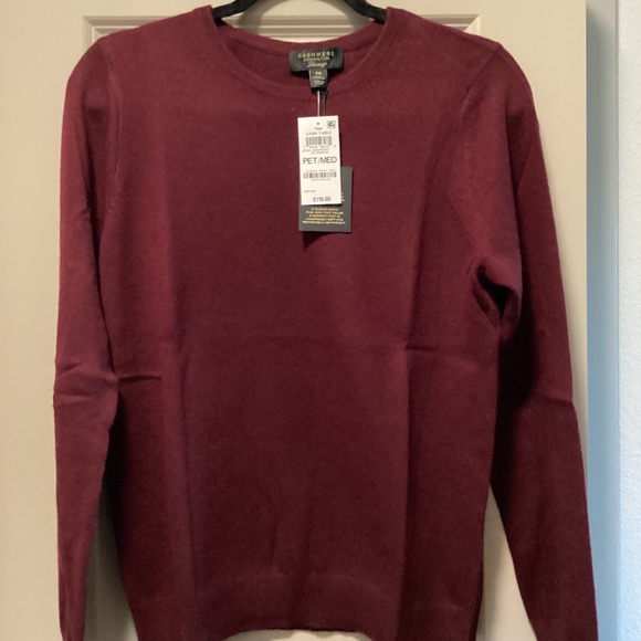 Charter Club 100% Cashmere Women's Petite Long-Sleeve Crewneck Sweater, size PM - Picture 1 of 13